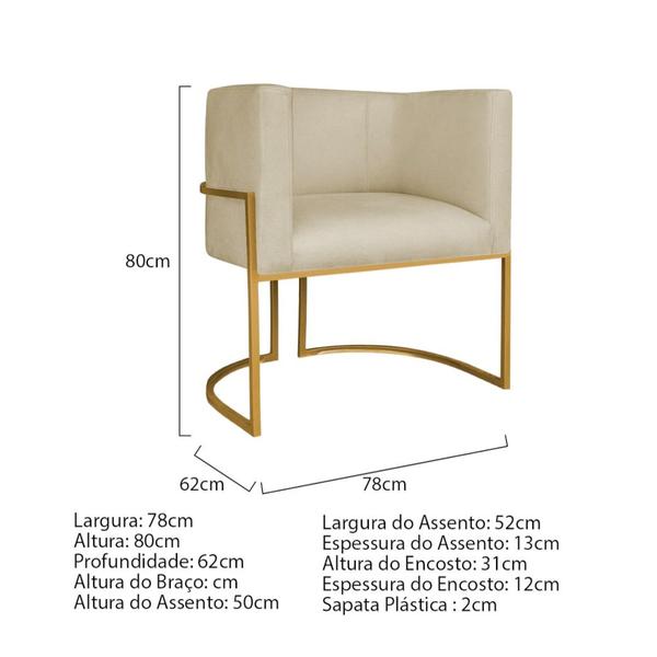 Imagem de Kit Divã Luna 140cm Lado Esquerdo e 02 Poltronas Base de Ferro Dourado Suede Bege