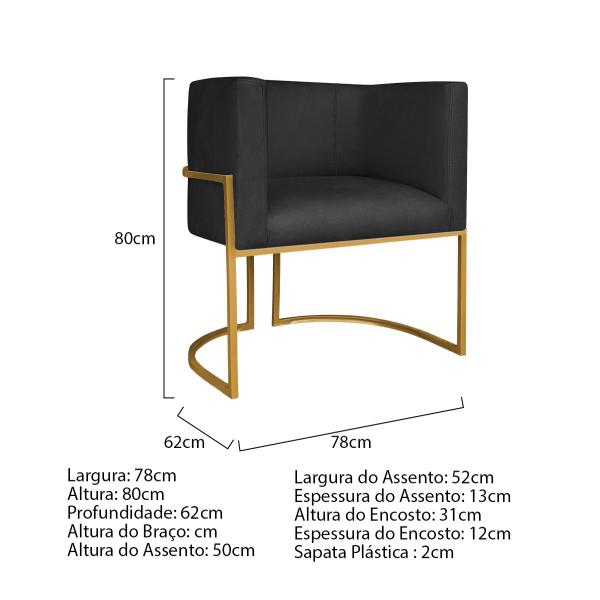 Imagem de Kit Divã Luna 140cm Lado Esquerdo e 02 Poltronas Base de Ferro Dourado Suede