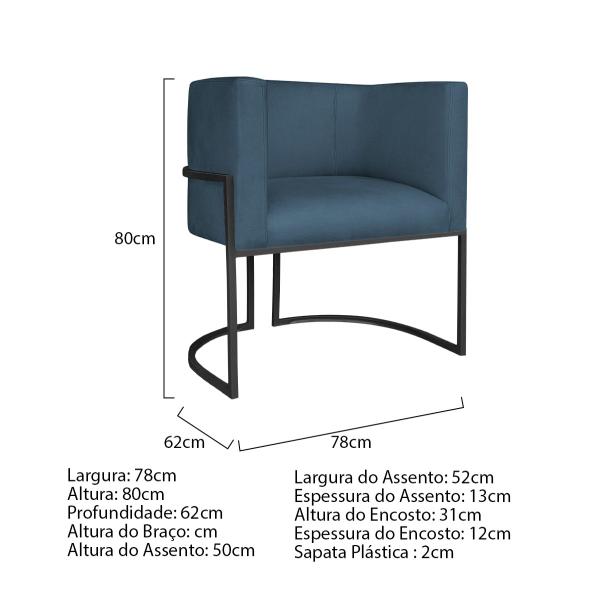 Imagem de Kit Divã Luna 140cm Lado Esquerdo e 02 Poltronas Base de Ferro Preto Linho