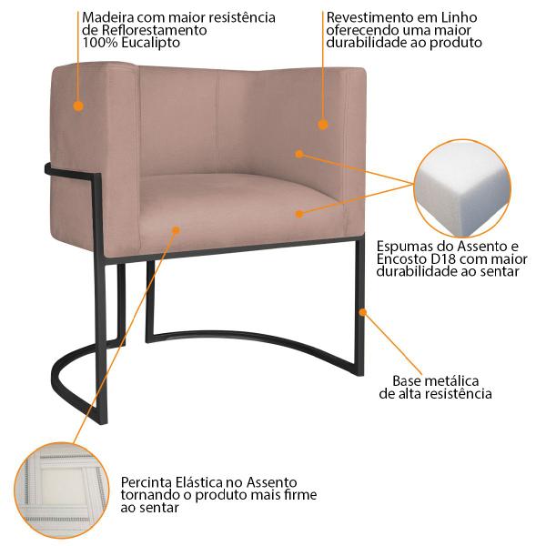 Imagem de Kit Divã Luna 160cm Lado Direito e 01 Poltrona Base de Ferro Preto Linho