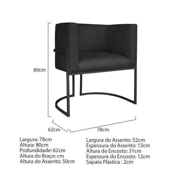 Imagem de Kit Divã Luna 160cm Lado Direito e 01 Poltrona Base de Ferro Preto Suede Preto