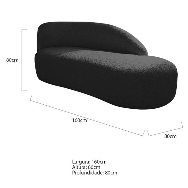 Imagem de Kit Divã Luna 160cm Lado Direito e 01 Poltrona Base de Ferro Preto Suede Preto