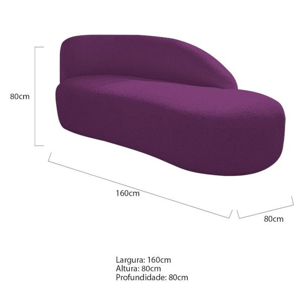 Imagem de Kit Divã Luna 160cm Lado Direito e 01 Poltrona Base de Ferro Preto Suede Roxo