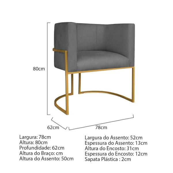 Imagem de Kit Divã Luna 160cm Lado Direito e 02 Poltronas Base de Ferro Dourado Linho Cinza Escuro