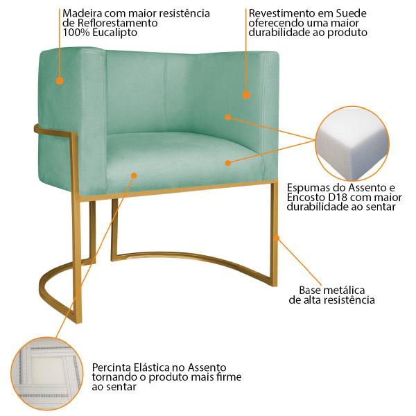 Imagem de Kit Divã Luna 160cm Lado Direito e 02 Poltronas Base de Ferro Dourado Suede