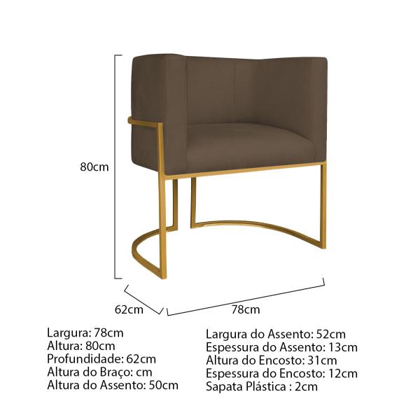 Imagem de Kit Divã Luna 160cm Lado Direito e 02 Poltronas Base de Ferro Dourado Suede