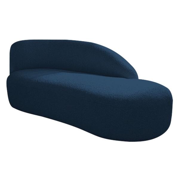 Imagem de Kit Divã Luna 160cm Lado Direito e 02 Poltronas Base de Ferro Dourado Suede Azul Marinho