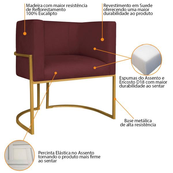 Imagem de Kit Divã Luna 160cm Lado Direito e 02 Poltronas Base de Ferro Dourado Suede