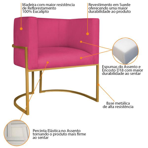 Imagem de Kit Divã Luna 160cm Lado Direito e 02 Poltronas Base de Ferro Dourado Suede