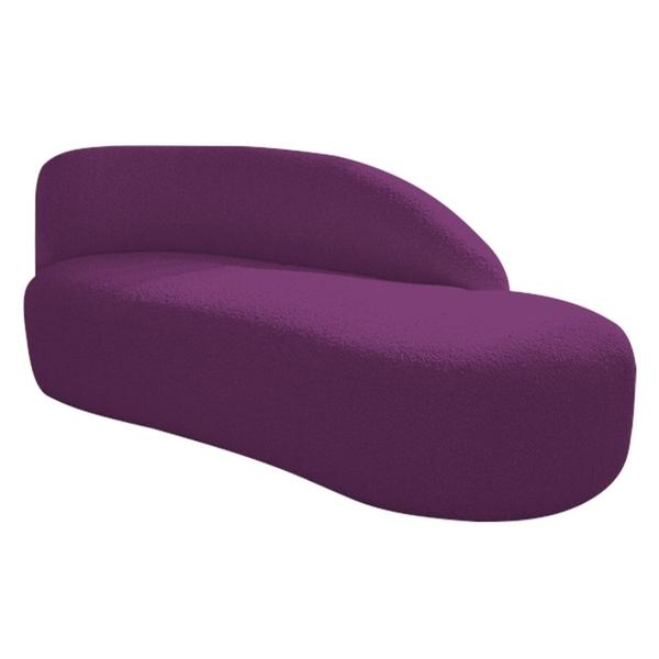 Imagem de Kit Divã Luna 160cm Lado Direito e 02 Poltronas Base de Ferro Dourado Suede Roxo