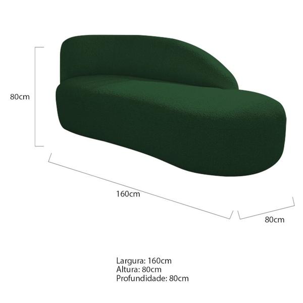 Imagem de Kit Divã Luna 160cm Lado Direito e 02 Poltronas Base de Ferro Dourado Suede Verde