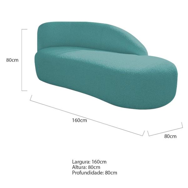 Imagem de Kit Divã Luna 160cm Lado Direito e 02 Poltronas Base de Ferro Preto Suede Azul Turquesa