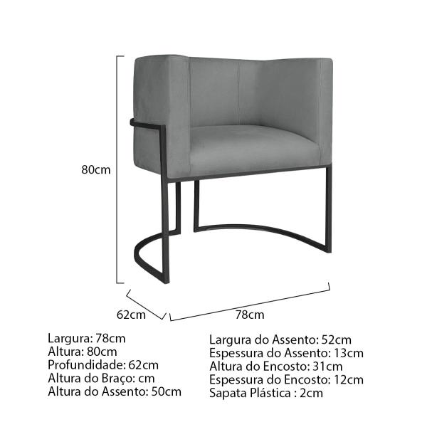 Imagem de Kit Divã Luna 160cm Lado Direito e 02 Poltronas Base de Ferro Preto Suede