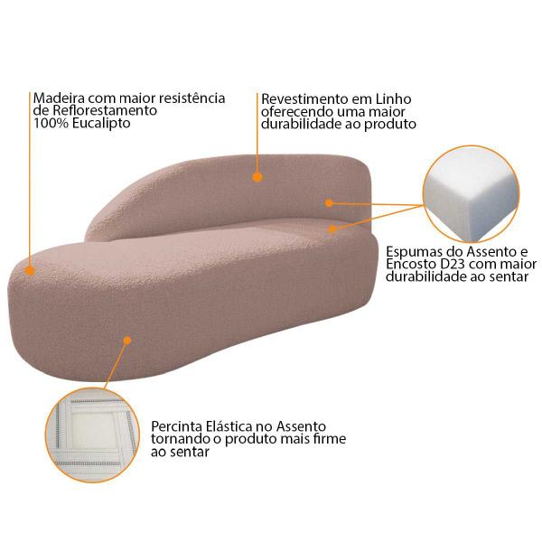 Imagem de Kit Divã Luna 160cm Lado Esquerdo e 01 Poltrona Base de Ferro Dourado Linho