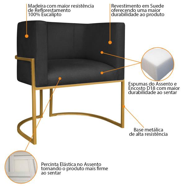 Imagem de Kit Divã Luna 160cm Lado Esquerdo e 01 Poltrona Base de Ferro Dourado Suede