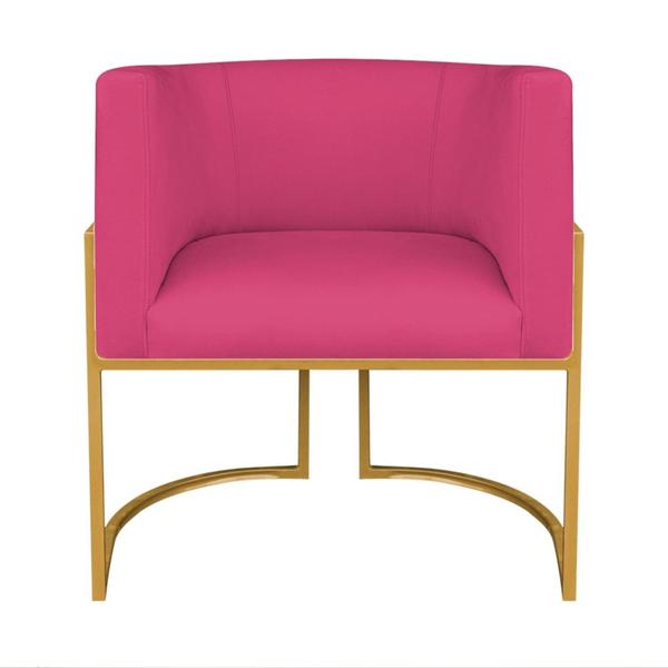 Imagem de Kit Divã Luna 160cm Lado Esquerdo e 01 Poltrona Base de Ferro Dourado Suede Pink