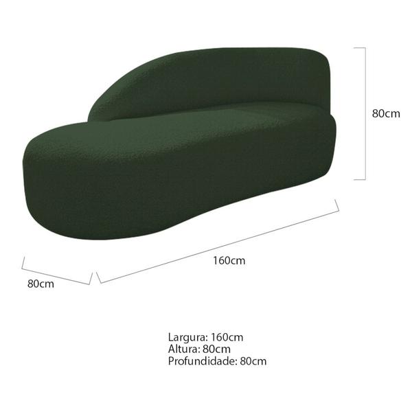 Imagem de Kit Divã Luna 160cm Lado Esquerdo e 02 Poltronas Base de Ferro Dourado Linho Verde