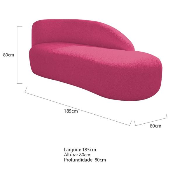 Imagem de Kit Divã Luna 185cm Lado Direito e 01 Poltrona Base de Ferro Preto Suede Pink