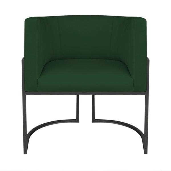 Imagem de Kit Divã Luna 185cm Lado Direito e 01 Poltrona Base de Ferro Preto Suede Verde