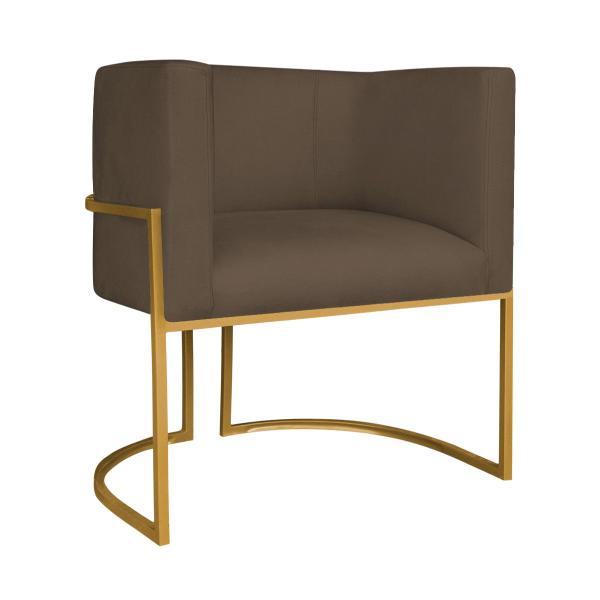 Imagem de Kit Divã Luna 185cm Lado Direito e 02 Poltronas Base de Ferro Dourado Suede