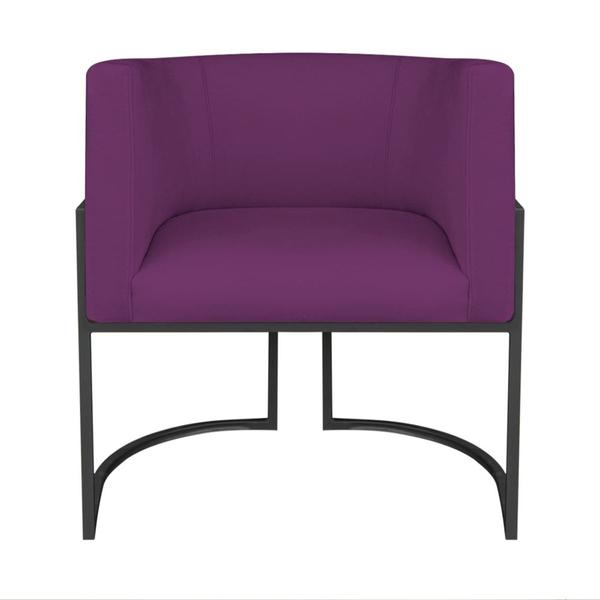 Imagem de Kit Divã Luna 185cm Lado Direito e 02 Poltronas Base de Ferro Preto Suede Roxo