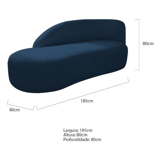 Imagem de Kit Divã Luna 185cm Lado Esquerdo e 02 Poltronas Base de Ferro Dourado Suede Azul Marinho