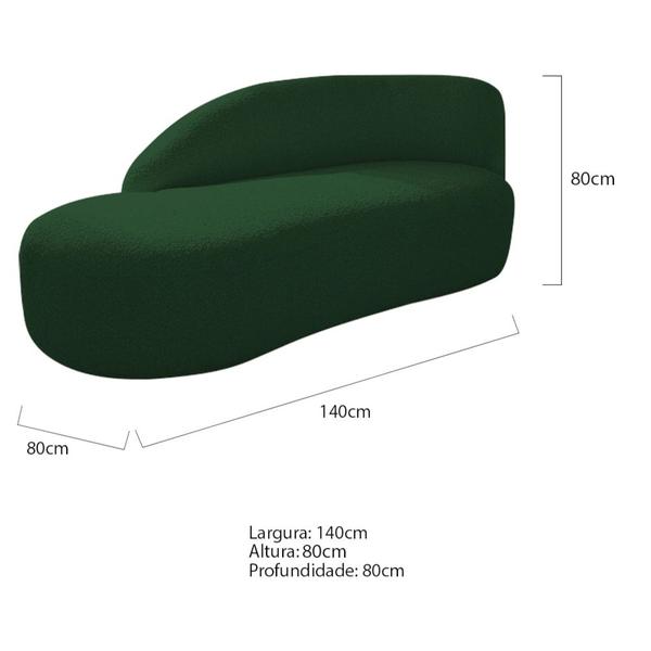 Imagem de Kit Divã Luna 185cm Lado Esquerdo e 02 Poltronas Base de Ferro Dourado Suede Verde