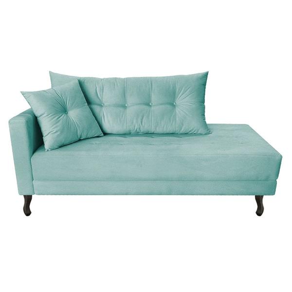 Imagem de Kit Diva Recamier Azura 140cm Lado Direito e 02 Poltronas Classic Suede Azul Tiffany - Amarena Móveis