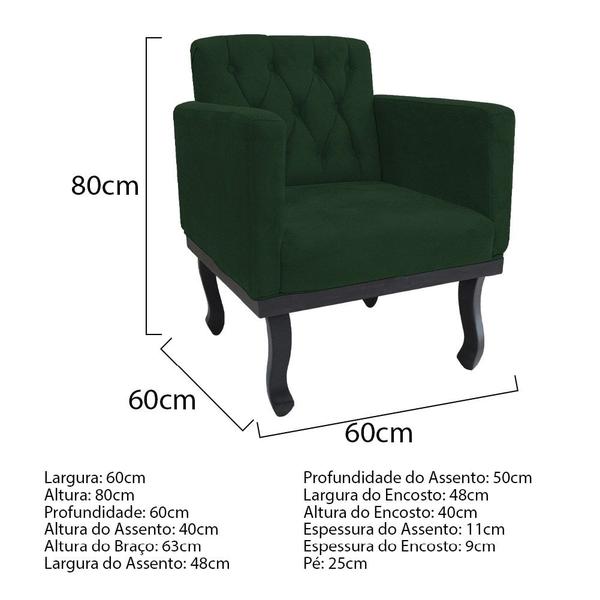 Imagem de Kit Diva Recamier Azura 140cm Lado Direito e 02 Poltronas Classic Suede Verde - Amarena Móveis