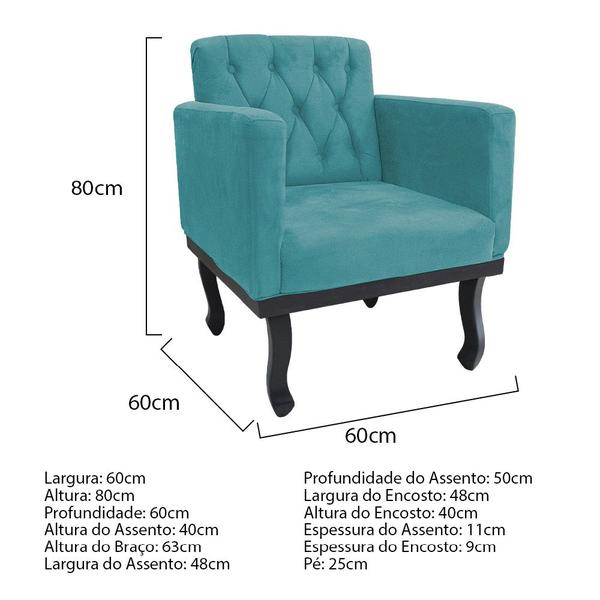 Imagem de Kit Diva Recamier Azura 140cm Lado Esquerdo e 02 Poltronas Classic Suede - Doce Sonho Móveis