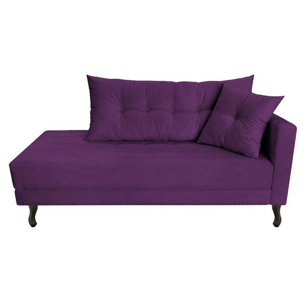 Imagem de Kit Diva Recamier Azura 140cm Lado Esquerdo e 02 Poltronas Classic Suede Roxo - Amarena Móveis