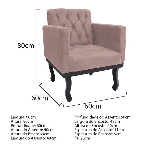 Imagem de Kit Diva Recamier Azura 160cm Lado Direito e 02 Poltronas Classic Linho - Doce Sonho Móveis