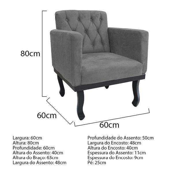 Imagem de Kit Diva Recamier Azura 160cm Lado Direito e 02 Poltronas Classic Suede - ADJ Decor