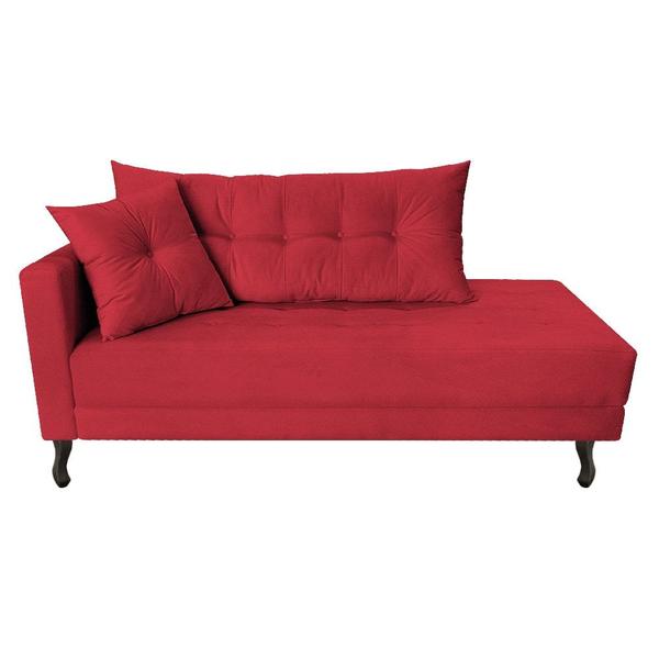 Imagem de Kit Diva Recamier Azura 160cm Lado Direito e 02 Poltronas Classic Suede Vermelho - Amarena Móveis