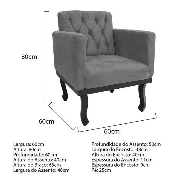 Imagem de Kit Diva Recamier Azura 160cm Lado Esquerdo e 02 Poltronas Classic Suede - Amarena Móveis