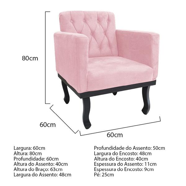 Imagem de Kit Diva Recamier Azura 160cm Lado Esquerdo e 02 Poltronas Classic Suede Rosa Bebê - Amarena Móveis