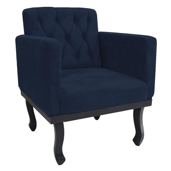 Imagem de Kit Diva Recamier Azura 185cm Lado Direito e 02 Poltronas Classic Suede Azul Marinho - Amarena Móveis