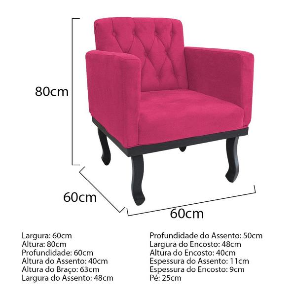 Imagem de Kit Diva Recamier Azura 185cm Lado Direito e 02 Poltronas Classic Suede Pink - Amarena Móveis