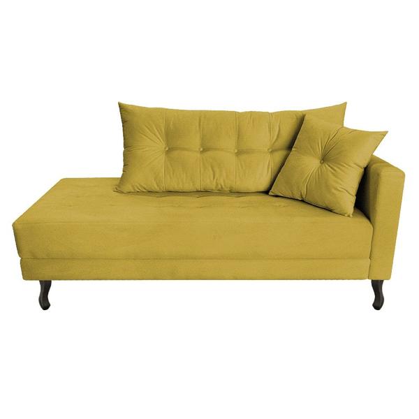 Imagem de Kit Diva Recamier Azura 185cm Lado Esquerdo e 02 Poltronas Classic Suede Amarelo - Amarena Móveis