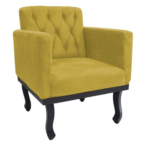 Imagem de Kit Diva Recamier Azura 185cm Lado Esquerdo e 02 Poltronas Classic Suede Amarelo - Amarena Móveis