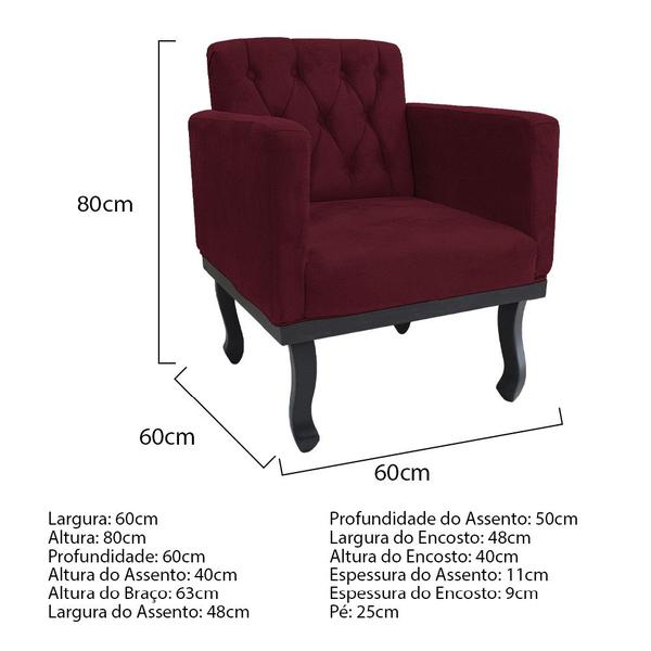 Imagem de Kit Diva Recamier Azura 185cm Lado Esquerdo e 02 Poltronas Classic Suede - Amarena Móveis