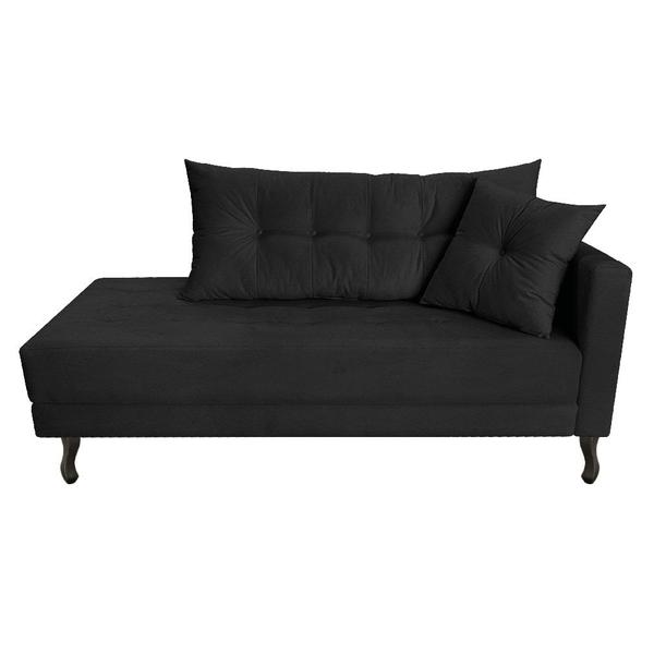 Imagem de Kit Diva Recamier Azura 185cm Lado Esquerdo e 02 Poltronas Classic Suede Preto - Amarena Móveis