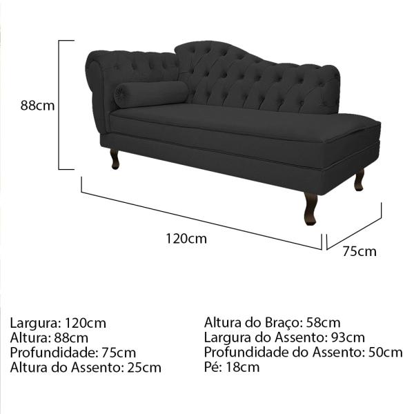 Imagem de Kit Diva Recamier Diana 120cm Lado Direito e 01 Poltrona Classic Corano - ADJ Decor