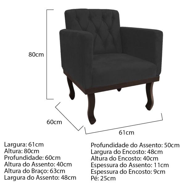 Imagem de Kit Diva Recamier Diana 120cm Lado Direito e 01 Poltrona Classic Corano - Doce Sonho Móveis