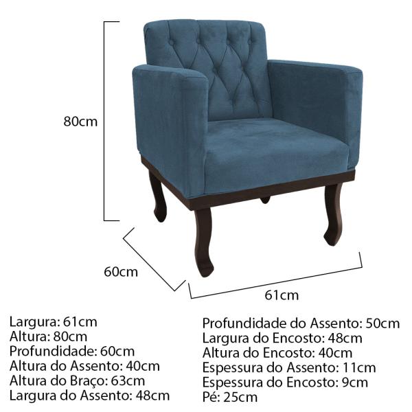 Imagem de Kit Diva Recamier Diana 120cm Lado Direito e 1 Poltrona Classic Linho - ADJ Decor