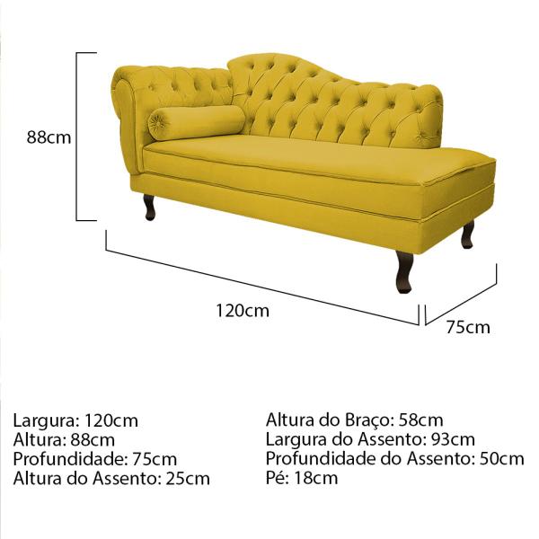 Imagem de Kit Diva Recamier Diana 120cm Lado Direito e 1 Poltrona Classic Suede - ADJ Decor