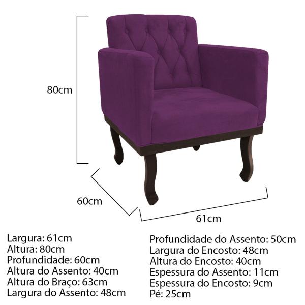 Imagem de Kit Diva Recamier Diana 120cm Lado Direito e 1 Poltrona Classic Suede - Doce Sonho Móveis