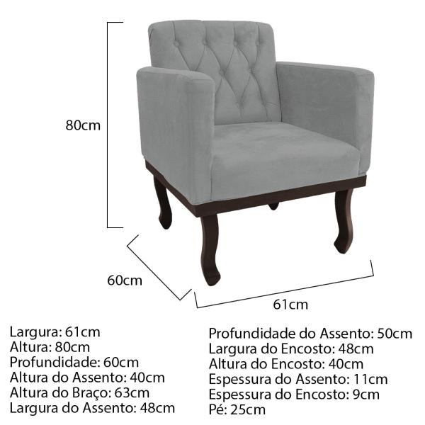 Imagem de Kit Diva Recamier Diana 120cm Lado Direito e 2 Poltronas Classic Corano - ADJ Decor