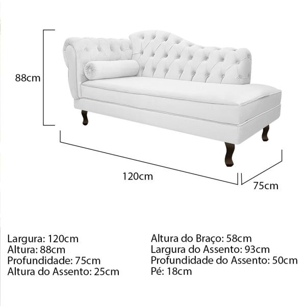 Imagem de Kit Diva Recamier Diana 120cm Lado Direito e 2 Poltronas Classic Corano - Amarena Móveis