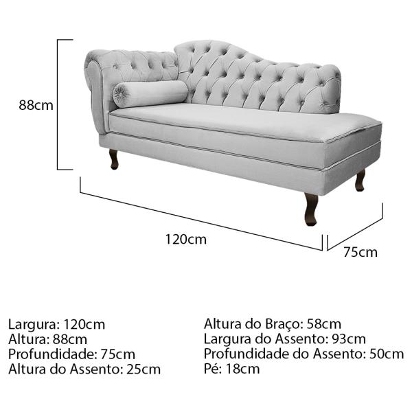 Imagem de Kit Diva Recamier Diana 120cm Lado Direito e 2 Poltronas Classic Linho - Amarena Móveis